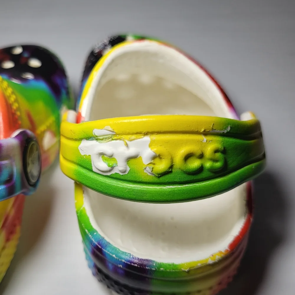 Crocs Baby Girl’s Rainbow Tie-Dyed Slip On Shoe Toddler Size 4